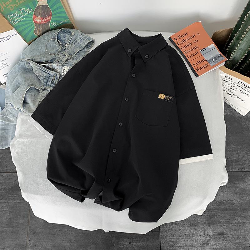 Casual Shirts Men Patchwork Fake-two Pieces Plus Size 3XL Harajuku Korean Fashion Loose Straight Baggy Handsome High Street Chic