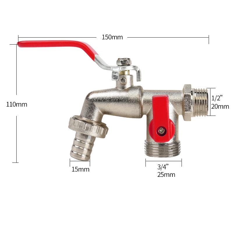 Black-Plated Zinc Alloy Double Outlet Garden Faucet