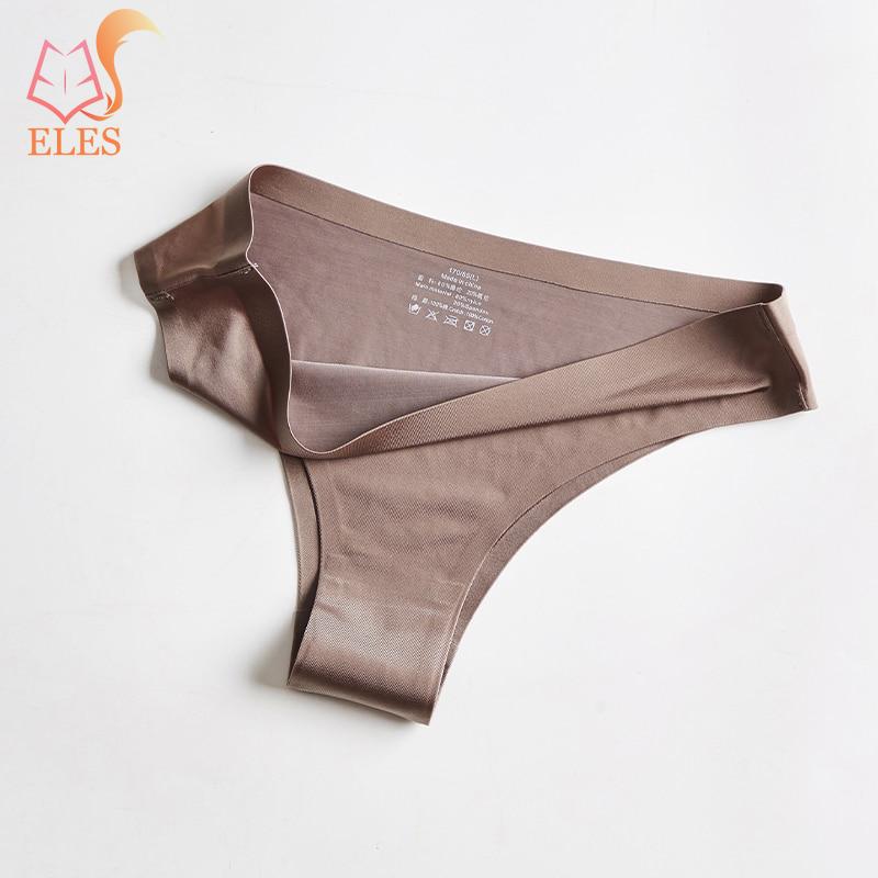 

Женские летние бесшовные трусики, ультратонкие стринги-стринги с низкой посадкой, однотонное нижнее белье, трусы из ледяного шелка L коричневый