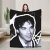 Damon Salvatore The Vampire Diaries Flannel Blanket Winter Super Warm Bedding Throws for Girls Boys Outdoor Bedspread Bed Cover
