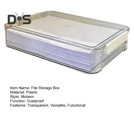 File Storage Box Plastic Snap-On Design Stackable Transparent Document Storage Box Large Capacity File Organizer