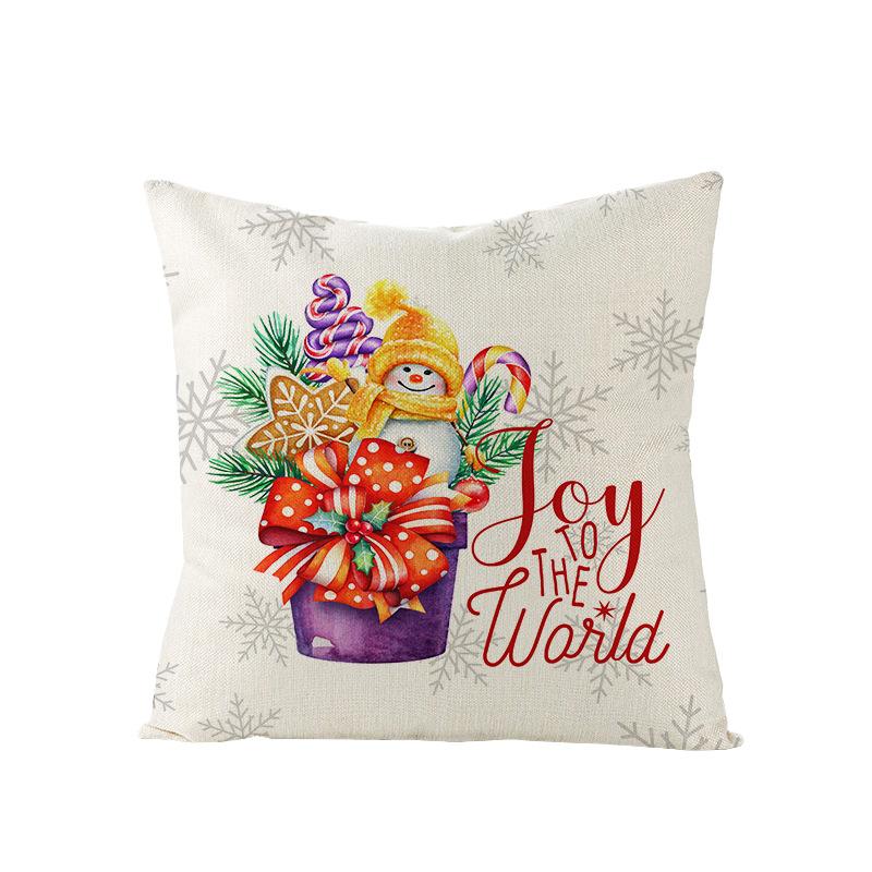 Watercolor Red Christmas Pillow Cover Polyester Printed Holiday Pillow Cartoon Pillow Cover