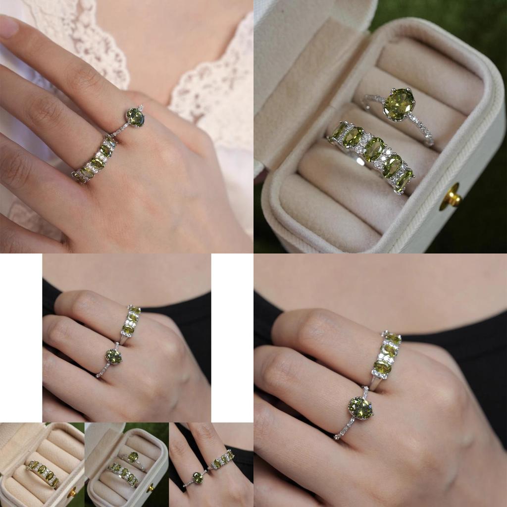 Chic And Sophisticated Olive Green Adjustable Ring For Trendy Women's Fashion Accessories
