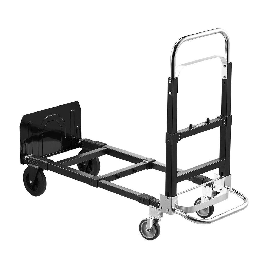2 in 1 Folding Hand Truck, 226.9 kg Load Capacity for 4-Wheel Mode, Convertible Hand Truck Dolly with Wheels & Adjustable Handle, Portable Trolley