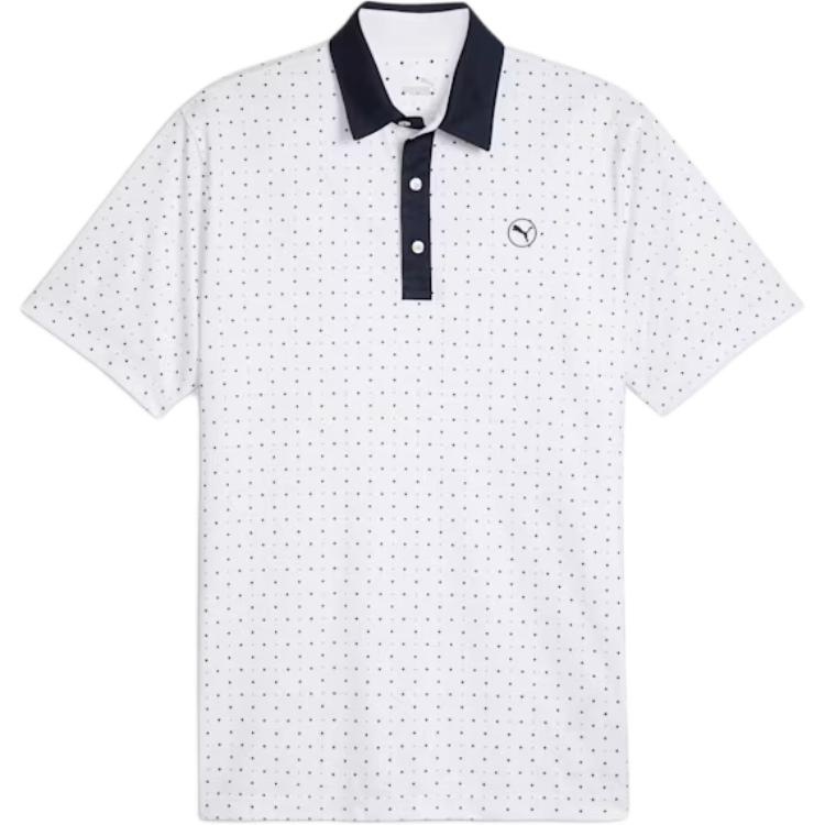 

Puma Pure Geo Polka Dot Printed Pullover Casual Short Sleeve Polo Shirt Men Polo Shirts White 624474-02 M