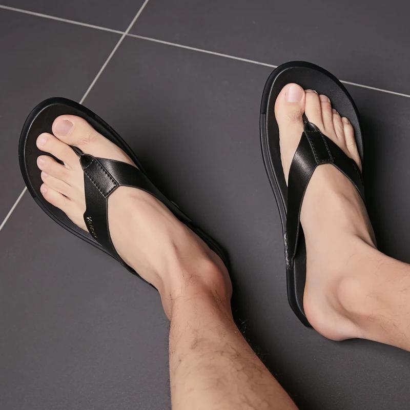 Pánské žabky móda plážová pantofle pravá kůže ležérní letní obuv žabky léto outdoorové balonky prodyšné pantuflaky