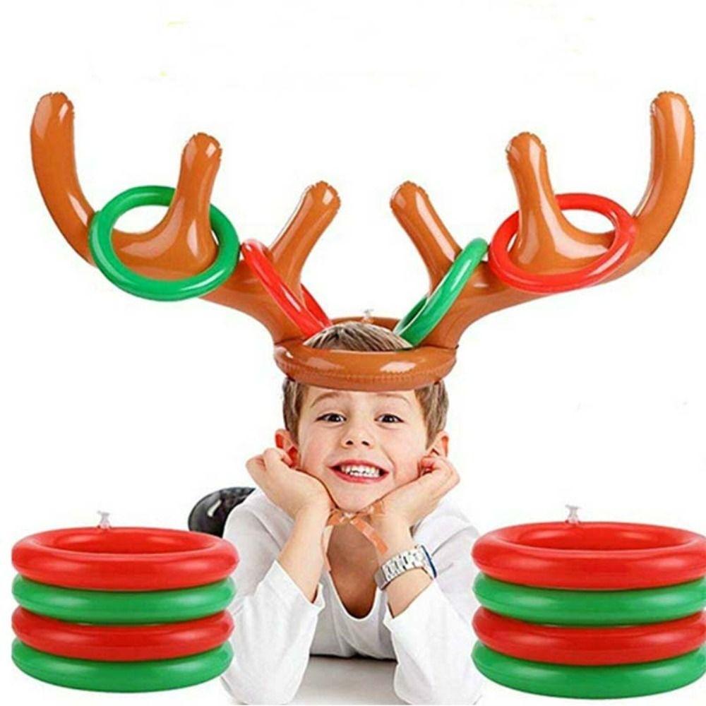 Festival Reindeer Ring Toss Inflated Toys Ferrule Game Inflatable Antler Hat Christmas Headband