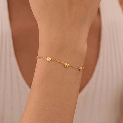 Stainless Steel Love Heart Beaded Bracelets for Women Sweet Romantic No Fading Charm Bracelets New Trend Birthday Jewelry Gifts