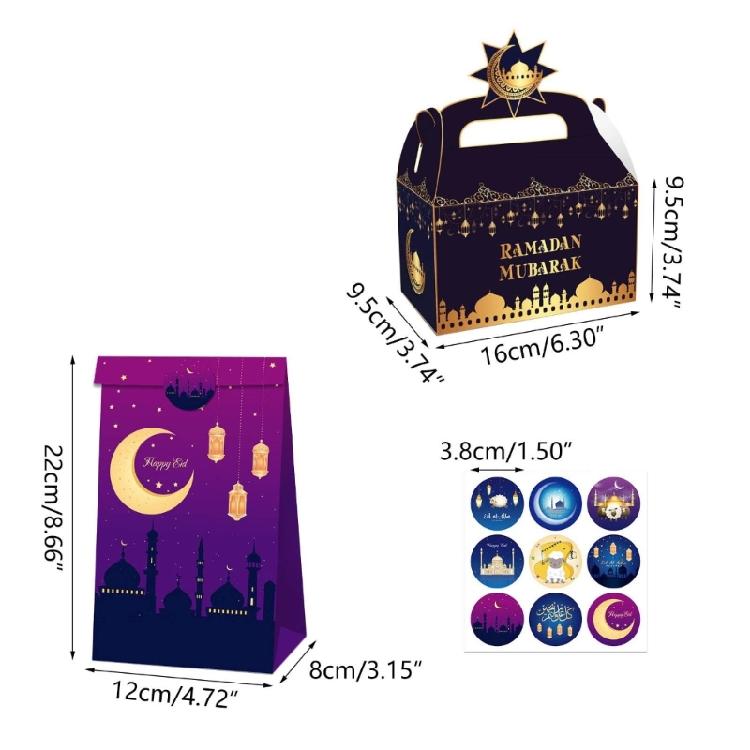Eid Mubarak Goodie Bag Ramadan Party Treat Box Eid Mubarak Gift Wrapping Sticker