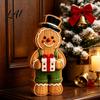 Rustic Xmas Shelf Sitters Christmas Gingerbread Man Ornament Hand Painted Vintage Wooden Tabletop Durable Wood Figurines Figurine Holiday Decor for
