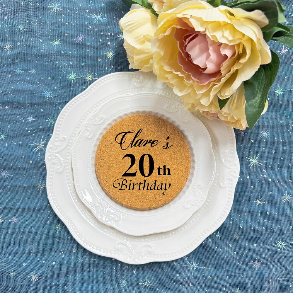 3Pcs Personalized Engraved Wood Coaster Birthday Coaster 30th 40th 50th 60th Birthday Favors for Guest Party Home Table Decorate