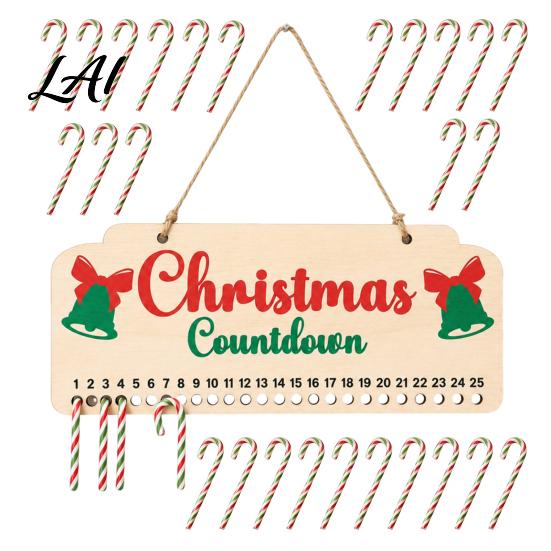 Reusable Wooden Countdown Calendar Christmas Advent Calendar Hanging Board with Candy Party Supplies Dates Festive Wall Decoration for Home Holiday