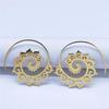 Bohemian Ethnic Style Carved Geometric Dangle Earrings - Vintage Stainless Steel Design
