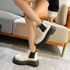 Cigarette boots women's autumn and winter new soft leather platform short boots velvet Chelsea boots British Martin boots