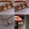 Korean Fashion Butterfly Pearl Hoop Earrings For Women With Electroplated Alloy