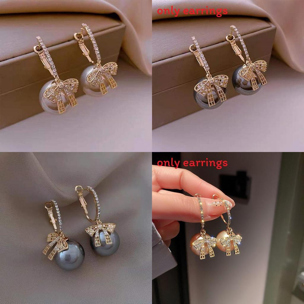 Korean Fashion Butterfly Pearl Hoop Earrings For Women With Electroplated Alloy