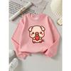 European Sizes Girls' Long-Sleeve Round Neck Sweatshirt "Cute Pig Holding Strawberry" Print, Spring/Autumn, Casual, Daily & Sports.