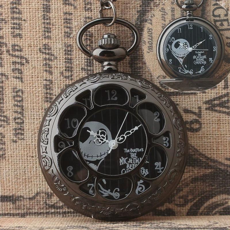 Devil Lanyard Embossed Ghost Head Pocket Watch European and American Animation Halloween Christmas Horror Night Skull Jack