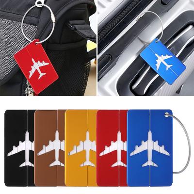 Baggage Aluminium Reusable Metal Travel Luggage Tags Bag Tag Labels with Ropes Suitcase Labels