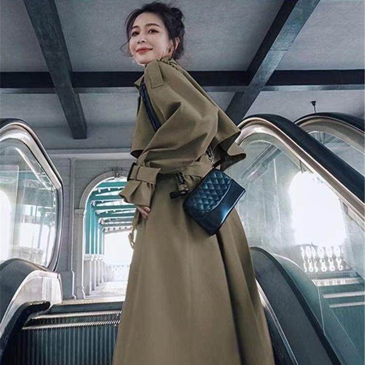 2025 Autumn Mid-Length British Korean Over-the-Knee Trench Coat for Women