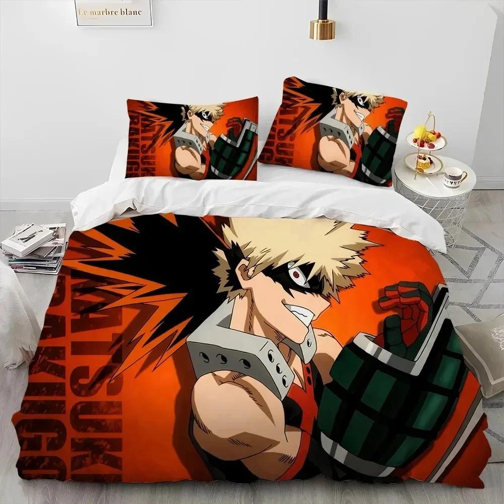 Anime My Hero Academia Izuku Deku Ložní souprava Tištěná s povlakem na polštář Měkký povlak na přikrývku Jednolůžko Dvojlůžko Královská Velikost
