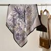 2024 Luxury Animals Floral Print 70cm Cotton Velvet Square Scarf for Women Soft Neckerchief Lady Hijab Neck Tie Hair Headbands
