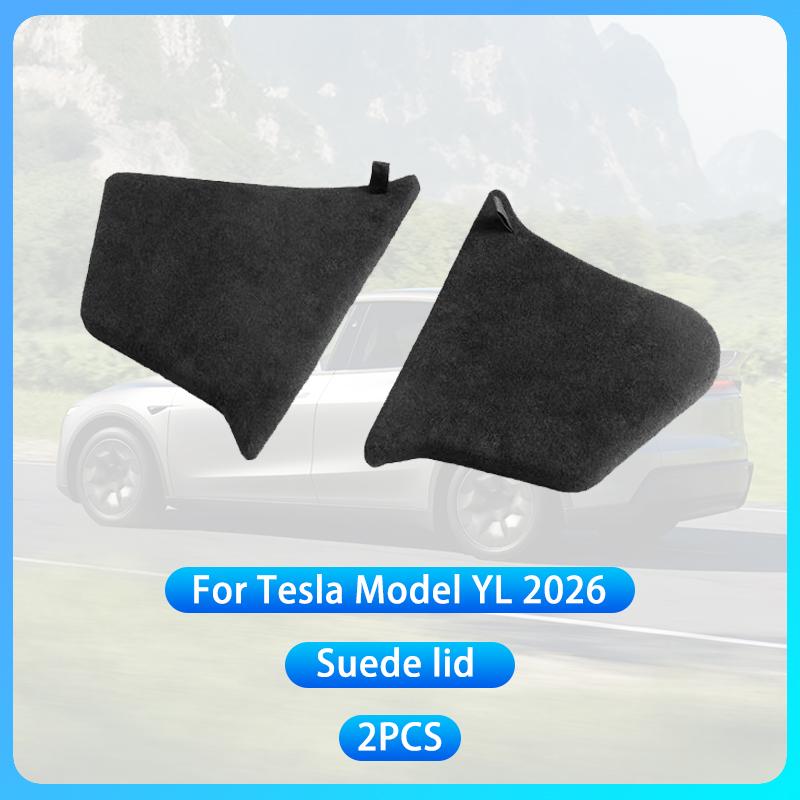 For Tesla New Model YL Launch 2026 Car Trunk Side Storage Box Cover Plate Organizer Car Trunk Side Storage Box Refit Accessories Suede lid 2PCS