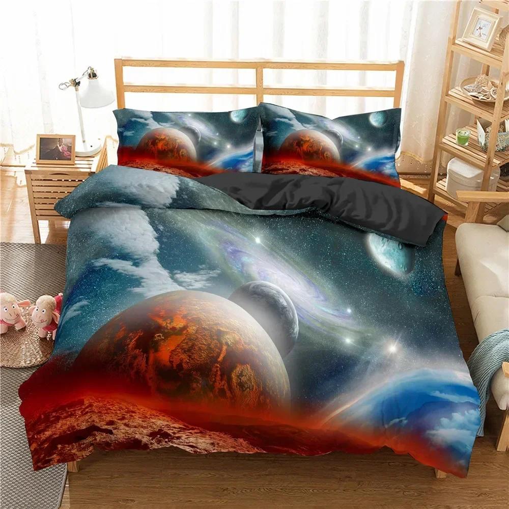 2025 New 3D Print Starry Sky Galaxy Duvet Cover Outer Space Bedding Set Microfiber Cosmos Solar System Planet Comforter Cover