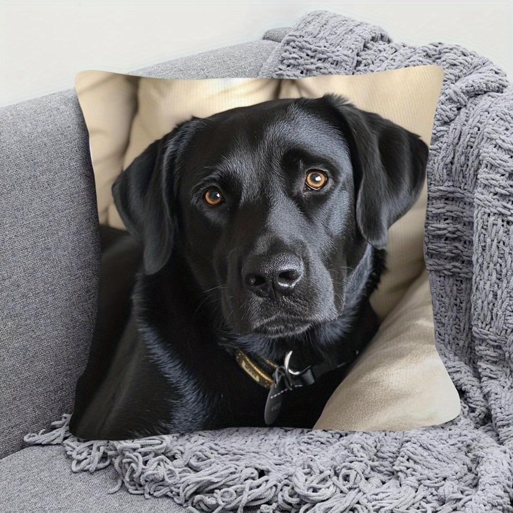 Cute Black Labrador Retriever Printed Pillowcase for Pet Lovers! Sofa cushion cover, home room dormitory decoration, 2D printing