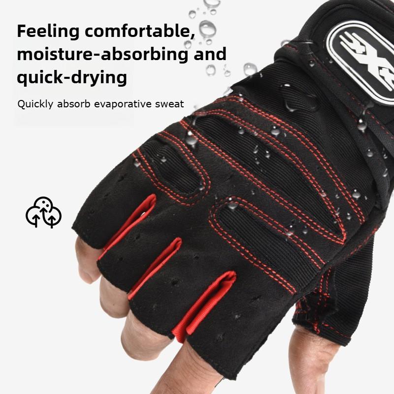 Unisex Workout Gloves With Wrist Wrap Half Finger Sport Weight Lifting Training Gloves For Gym Cycling And Motorcycling
