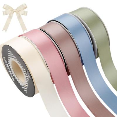 DIY Gift Wrapping Solid Satin Ribbons Handmade Bows Cake Packaging Bouquet Ribbons Bridal Bouquets Shiny Ribbons for Crafts