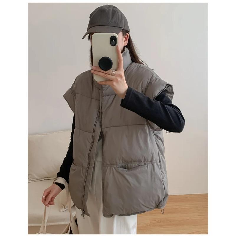 Female Vest Autumn Winter Sleeveless Jacket Coat Loose Short Stand-up Collar Down Vest Women Waistcoat Outerwear