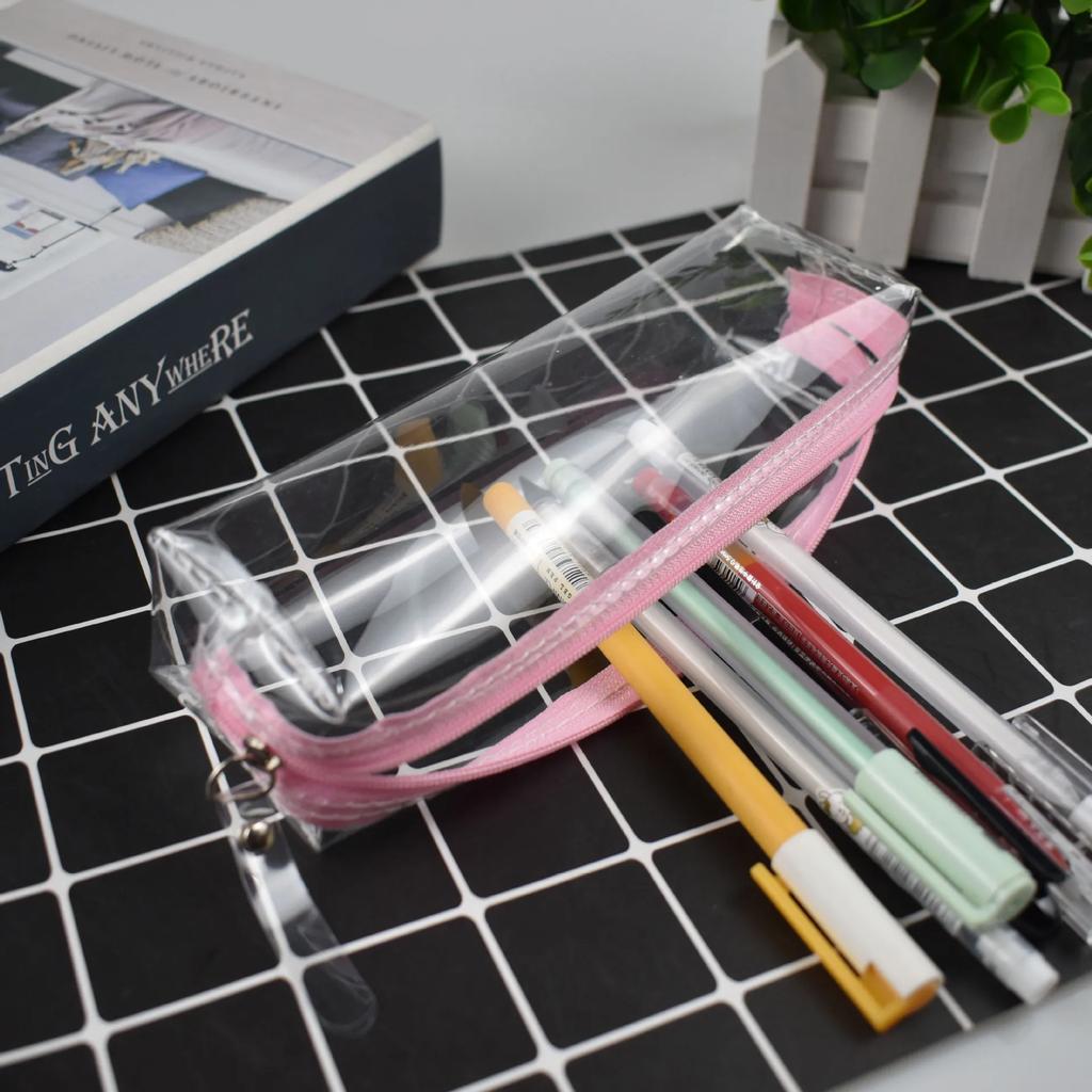 Transparent Stationery Pencil Bag Student Examination PVC Pen Case Unisex Pouch School Supplies
