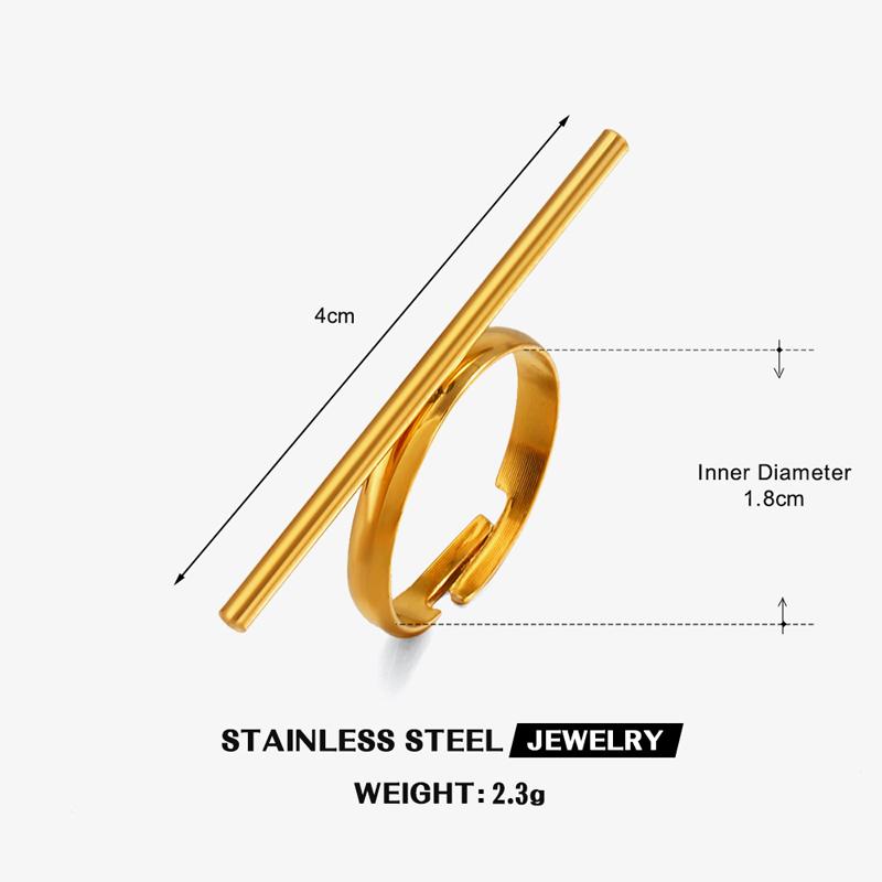 Minimalist Stainless Steel Line Open Ring for Women Creative Metal Lines Personality Rings Fashion Party Charms Jewelry Gifts