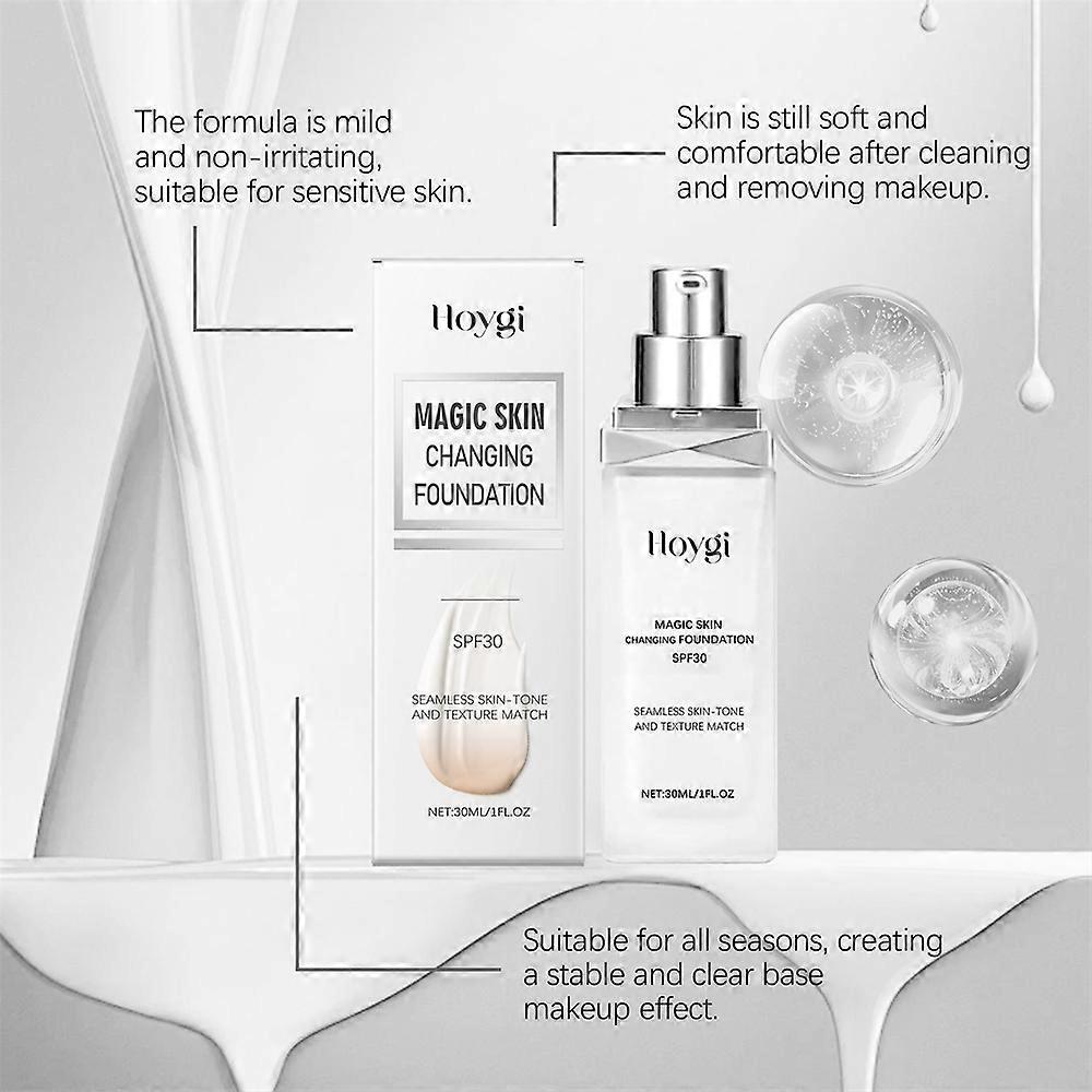 Farbwechselnde Foundation für reife Haut, Selbst anpassende Foundation, Anti-Aging feuchtigkeitsspendendes Make-up, Langanhaltende Deckkraft, 30ml