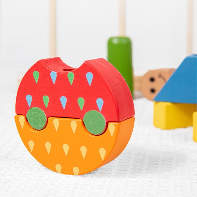 Wooden Day And Night Pattern Recognition Domino Toy For Preschool Learning