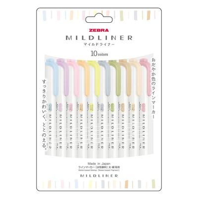 Zebra Mildliner Gentle Natural Set Highlighter, & Mild, 10-Color (WKT7-10C-YNTC)