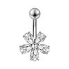 Stainless Steel Zirconia Navel Ring with Inlaid Diamond