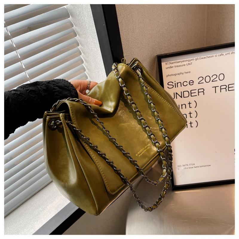 

Ретро женские сумки большой вместимости, новые женские премиальные осенне-зимние сумки-мессенджеры на цепочке, сумки-тоуты для работы, женские зелёный