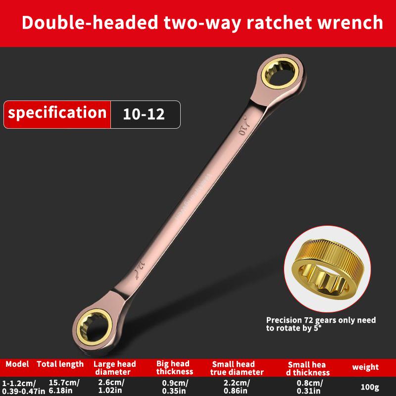 Double Head Ratchet Wrench , 6-27mm Chrome Vanadium Steel, Reversible Combination Spanner for Auto & DIY Repairs