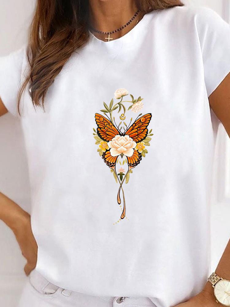 Women Clothes Bee Love Style Letter Clothing Print T Shirt Short Sleeve Summer Top Tee Basic Fashion Graphic T-shirt