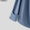 INCERUN Men Long Sleeve Front Cross Irregular Folding Ruffled Casual Tops Shirts