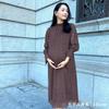 Woman Plus Casual Back Brown Women's Dress, Ribbon, All-Lace Dress,