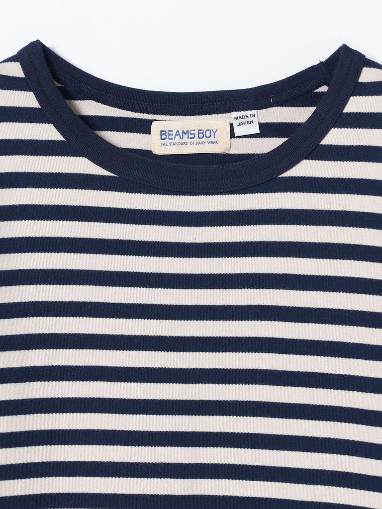 Beams Boy 1cm Gestreiftes Cut and Sewn Shirt in Einem 13140060654 Damen Beige/Marineblau, Größe,