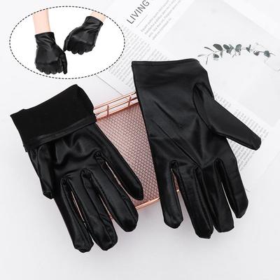 Short Fingerless Full Fingers Black Patent Leather Gloves Halloween Dress Up Punk Cos Hip-Hop Dance Leather Lolita Gloves