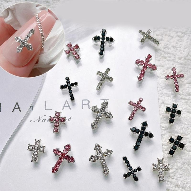 10Pcs 3D Cross Nail Charms for Nails Alloy Retro Cross Nail Charms Decoration DIY Alloy Nail Charms Decorations