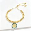 Gold-Plated 6mm Copper Bead Chain St. Benedict Pendant Adjustable Bracelet New Trend for Women's Daily Party Jewelry Accessory