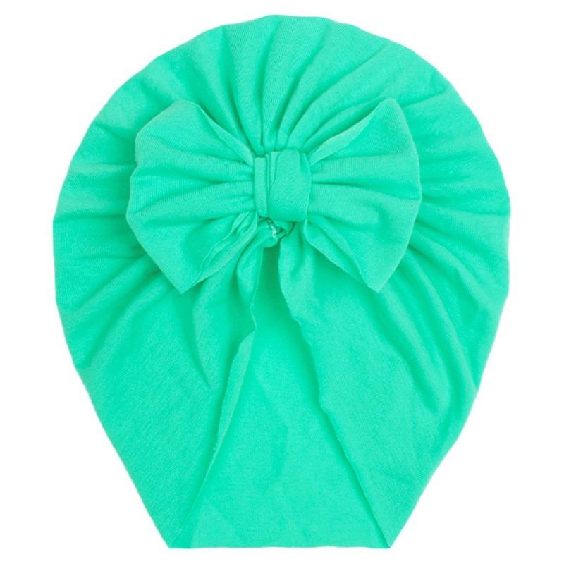 New autumn children's solid color imitation cotton hat, baby comfortable bow pullover hat, baby hat