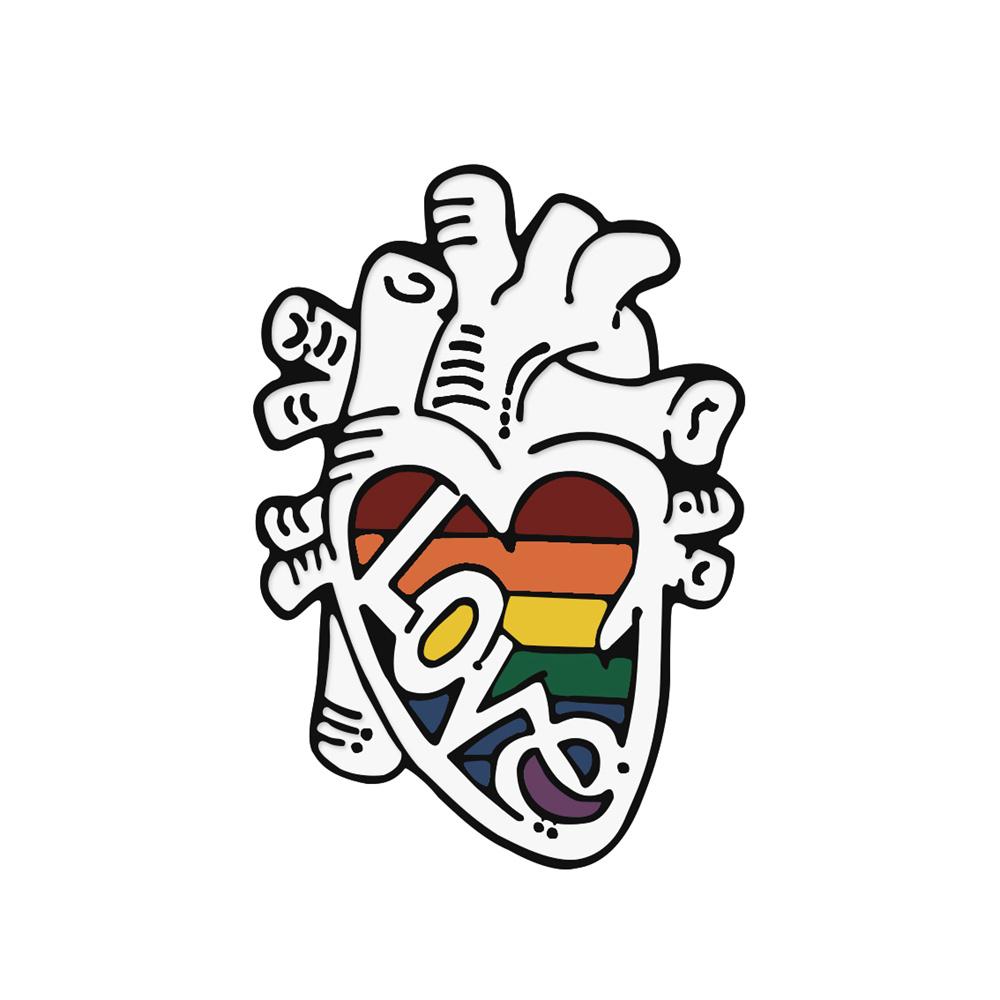 Fashion Body Organs Enamel Brooch Heart Brain Lung Lapel Pins Art Design Ocean Flowers Symbol Love Badge Bag Denim Jewelry Gifts