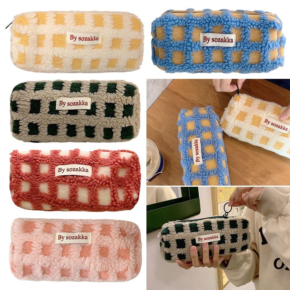 

Fashion Multifunctional School Supplies Plush Pencil Bag Stationery Bag Storage Pouch Pencil Case